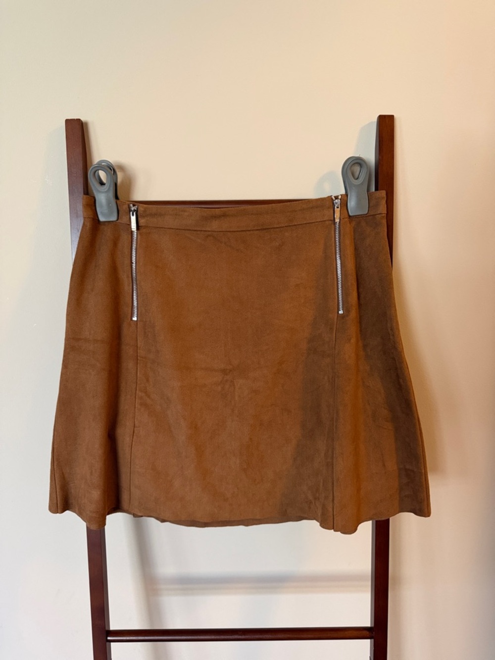 1. State Faux Suede A-Line Mini Skirt with Front Zippers